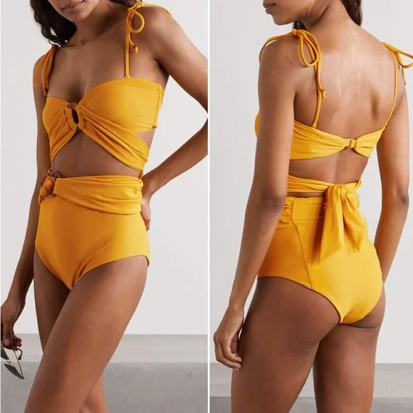 Johanna Ortiz Une Coquillage High-Waist Bikini Bottom in Marigold - Picture 13 of 13